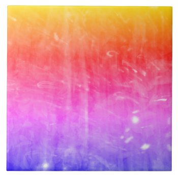 Hot Pink Sparkly Rainbow Abstract Ceramic Tile by TabbyGun at Zazzle
