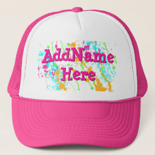 Hot Pink Splatter Personalized Trucker Hat