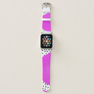 Hot pink splotches with black sprinkles  apple watch band