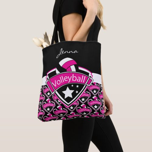 Hot Pink Sport Volleyball  DIY Text Tote Bag