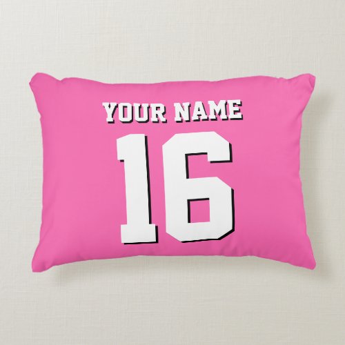 Hot Pink Sporty Team Jersey Accent Pillow