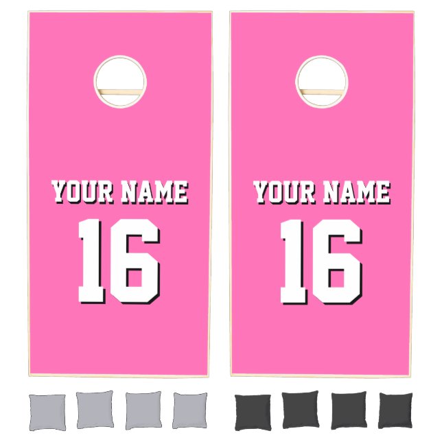 Hot Pink Sporty Team Jersey Cornhole Set (Set)