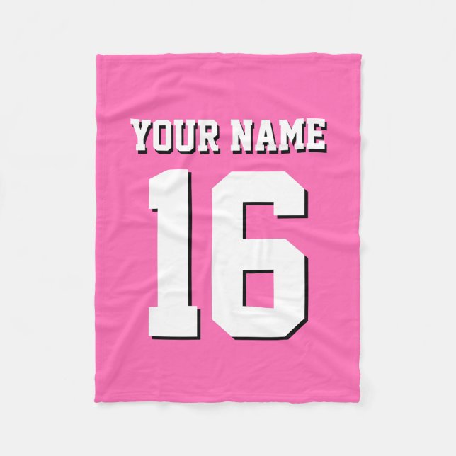 Hot Pink Sporty Team Jersey Fleece Blanket (Front)