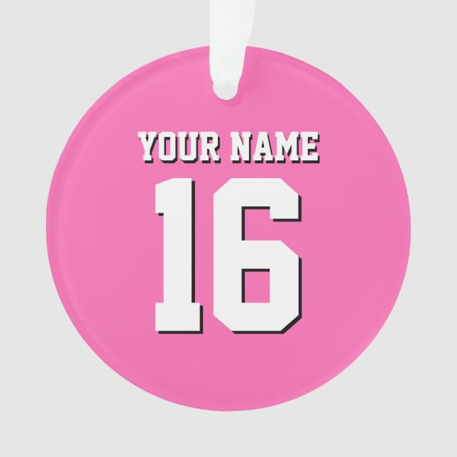 Hot Pink Sporty Team Jersey Ornament (Front)
