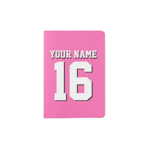 Hot Pink Sporty Team Jersey Passport Holder
