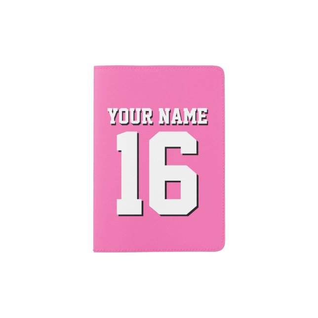 Hot Pink Sporty Team Jersey Passport Holder (Front)
