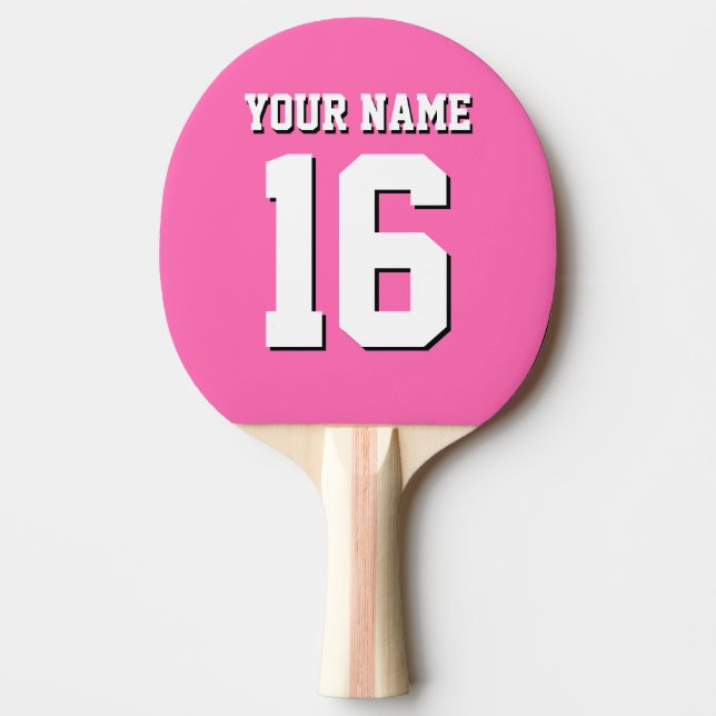 Hot Pink Sporty Team Jersey Ping-Pong Paddle (Front)