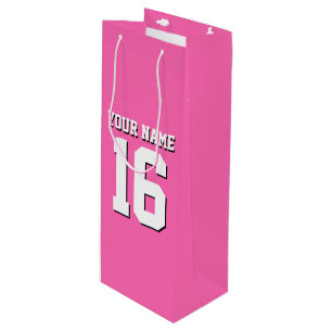 Hot Pink Sporty Team Jersey Wine Gift Bag