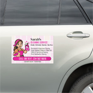 Hot Pink Spray Bottle Maid Tile House Cleaning Car Magnet