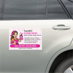 Hot Pink Spray Bottle Maid Tile House Cleaning Car Magnet