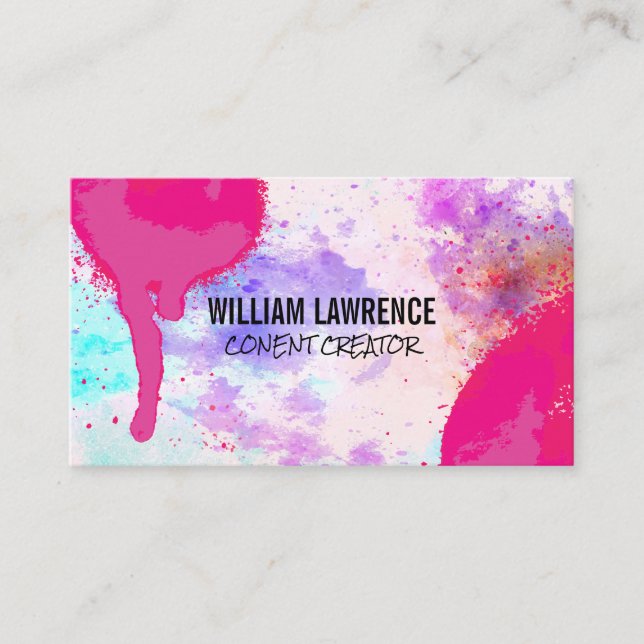 Hot Pink Spray Paint | Artistic Background Business Card (Front)