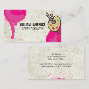 Hot Pink Spray Paint Paint Brush Art Business Card