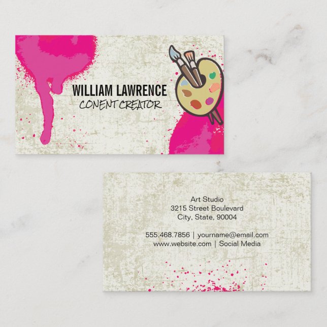 Hot Pink Spray Paint | Paint Brush Art Business Card (Front/Back)