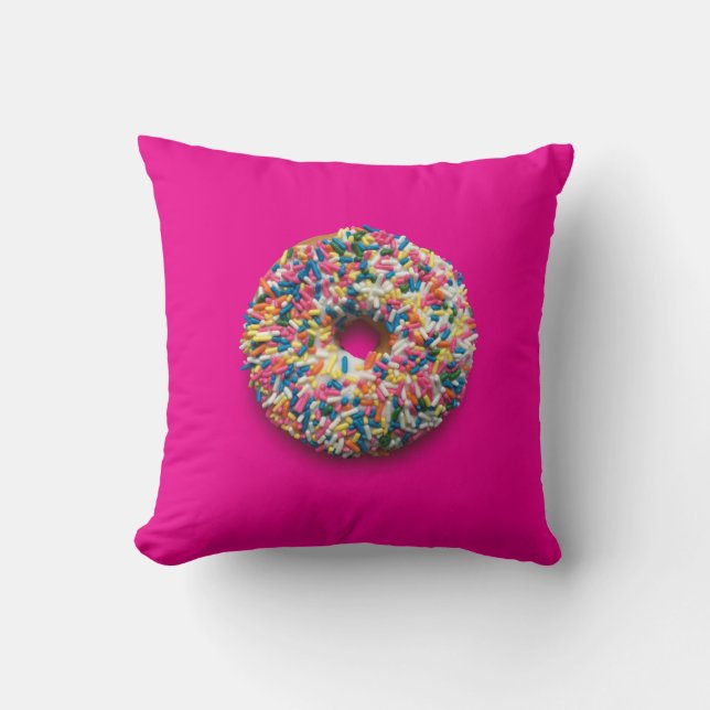Hot Pink square donut throw pillow (Front)