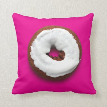 Hot Pink Square Donut Throw Pillow by Sugarbutters at Zazzle