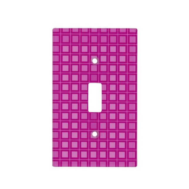 Hot Pink Square Pattern Light Switch Cover (Front)