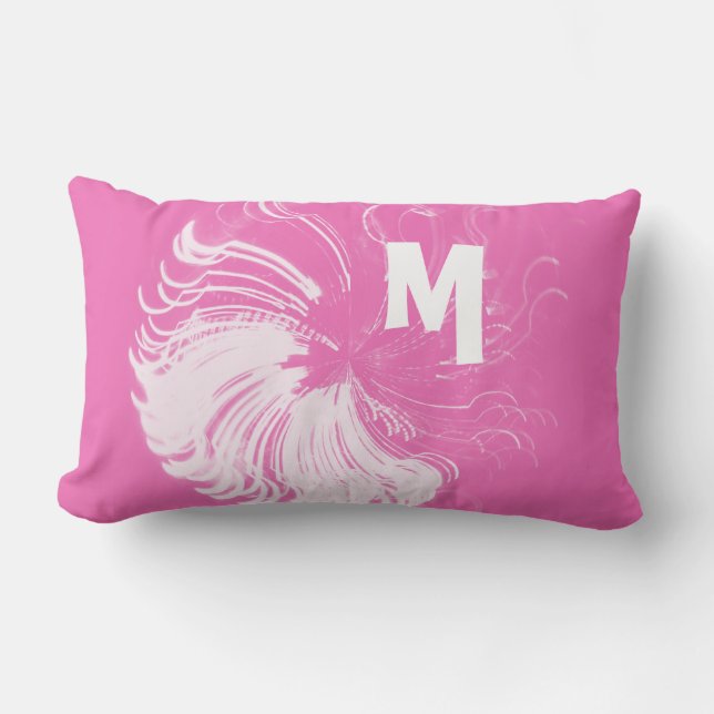 Hot Pink Squiggle Monogram Lumbar Pillow (Front)