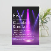 Hot-Pink Stage Lights Graduation Party Invitation (Standing Front)