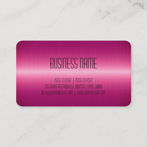 Hot Pink Stainless Steel Metal Look Business Card
