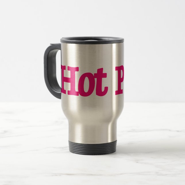 Hot Pink stainless steel travel mug (Front Left)