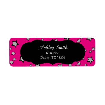 Hot Pink Star Address Labels by retroflavor at Zazzle
