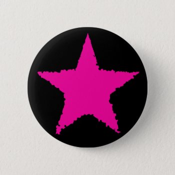 Hot Pink Star Button by TheHopefulRomantic at Zazzle