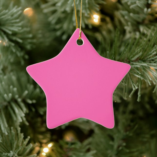 Hot Pink Star Ceramic Ornament (Tree)