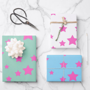 Hot pink star girls Any background color Wrapping Paper Sheets