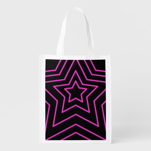 Hot Pink Stars Grocery Bag