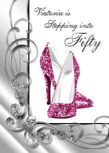 pink 50th birthday invitations