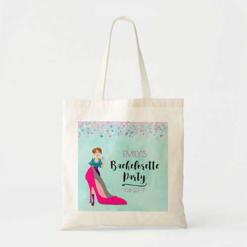 Hot Pink Stiletto and Party Girl Bachelorette Tote Bag