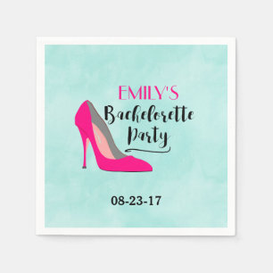 Hot Pink Stiletto High Heel Bachelorette Party Napkins