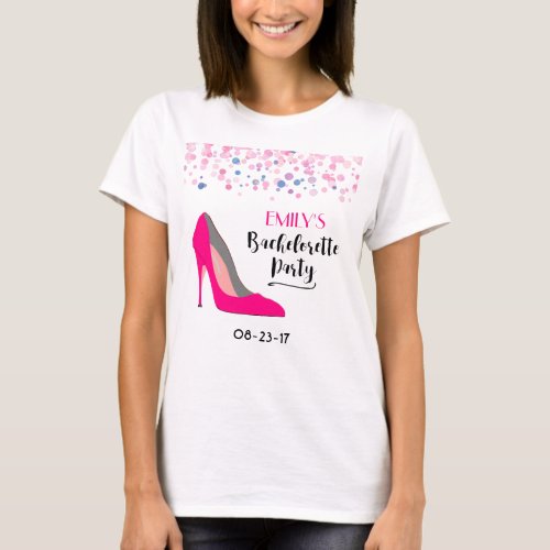 Hot Pink Stiletto High Heel  Bachelorette Party T_Shirt