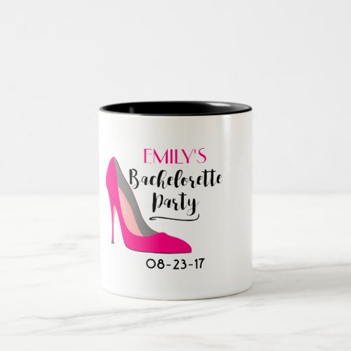 Hot Pink Stiletto High Heel  Bachelorette Party Two_Tone Coffee Mug