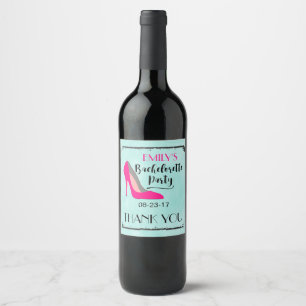 Hot Pink Stiletto High Heel Bachelorette Party Wine Label