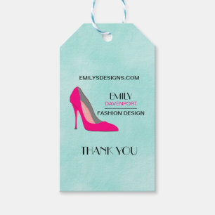 Hot Pink Stiletto High Heel Shoe Chic Biz Thanks Gift Tags
