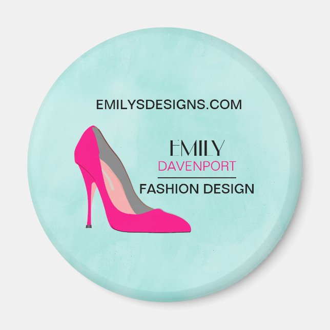 Hot Pink Stiletto High Heel Shoe Chic Business Magnet (Front)