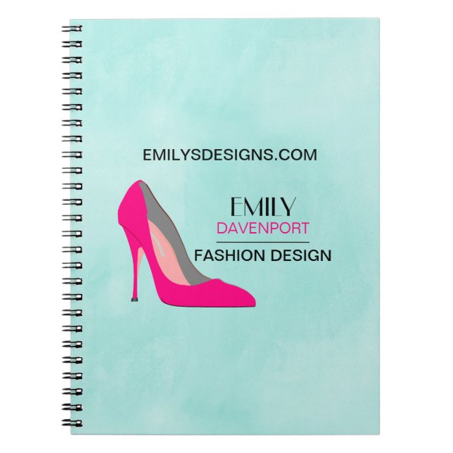 Hot Pink Stiletto High Heel Shoe Chic Business Notebook (Front)