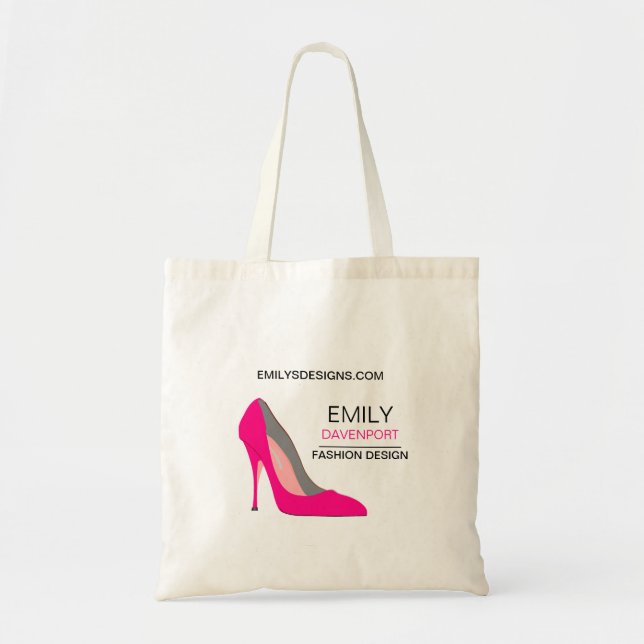 Hot Pink Stiletto High Heel Shoe Chic Business Tote Bag (Front)