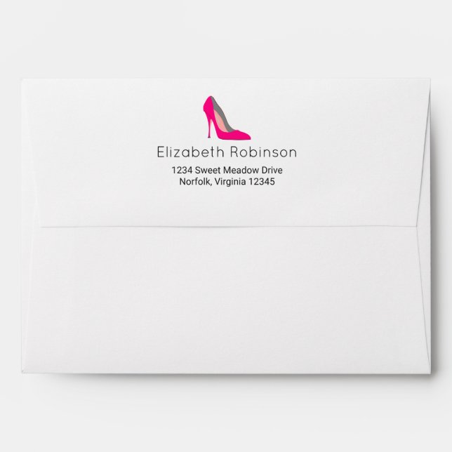Hot Pink Stiletto High Heel Shoe Chic Envelope (Back (Top Flap))