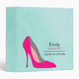 Hot Pink Stiletto High Heel Shoe Chic Personalized 3 Ring Binder