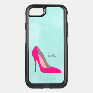 Hot Pink Stiletto High Heel Shoe Chic Personalized OtterBox Commuter iPhone SE/8/7 Case