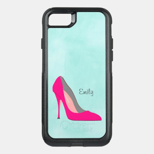 Hot Pink Stiletto High Heel Shoe Chic Personalized OtterBox Commuter iPhone SE87 Case