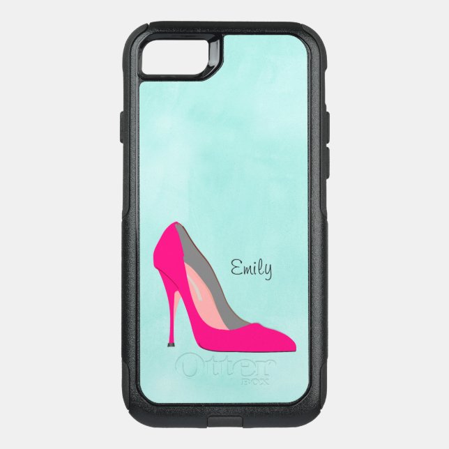 Hot Pink Stiletto High Heel Shoe Chic Personalized Otterbox iPhone Case (Back)