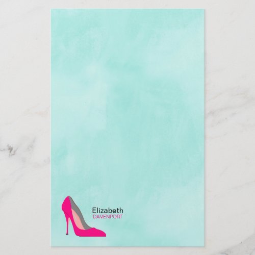 Hot Pink Stiletto High Heel Shoe Chic Personalized Stationery