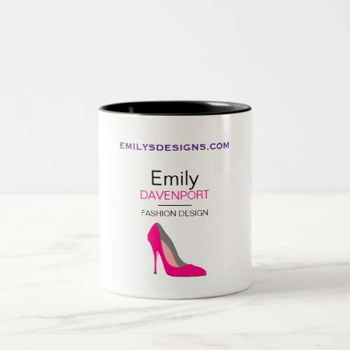 Hot Pink Stiletto High Heel Shoe Chic Personalized Two_Tone Coffee Mug