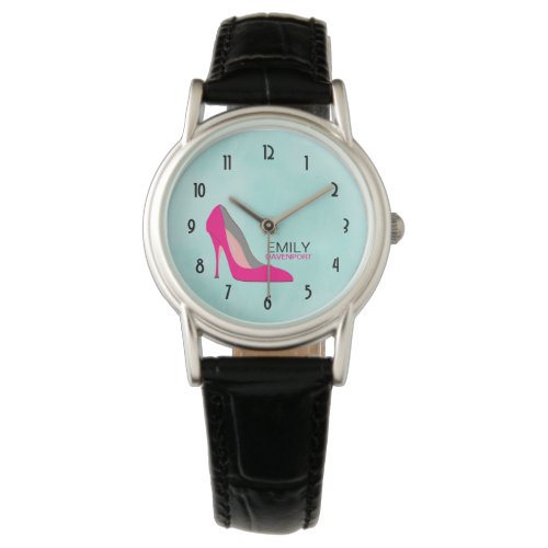 Hot Pink Stiletto High Heel Shoe Chic Personalized Watch