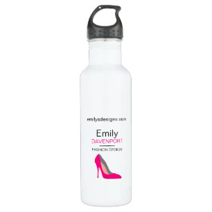 Hot Pink Stiletto High Heel Shoe Chic Personalized Water Bottle