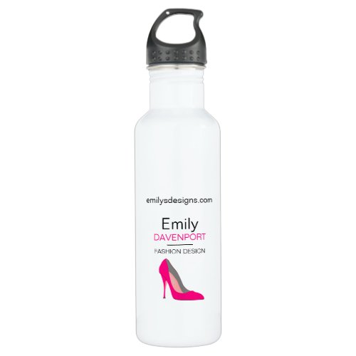 Hot Pink Stiletto High Heel Shoe Chic Personalized Water Bottle