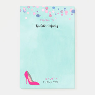 Hot Pink Stiletto Pink Confetti Bachelorette Party Post-it Notes